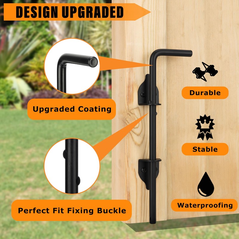 DJSUNPACKING 12" Heavy Duty Cane Bolt Gate Drop Rod-Steel Gate