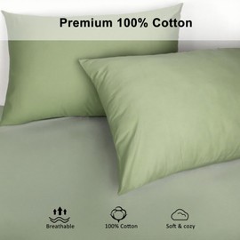 Lirex Pillow Cases Set of 2, 300 Thread Count 100% Cotton Pillow Covers, Breathable and Soft, 50 x 75 cm, Green