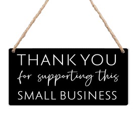 Kneaotoaji Thank You Wood Sign - Thank You for Supporting This Small Business Sign, Restaurant Market Boutique Shop Flower Shop Coffee Shop Bar Door Decoration, Coffee Shop Supplies, 12x6 Inch
