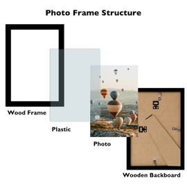 JCJMY 6x9 Picture Frame Set of 6 for Wall Hanging or Tabletop, Wood 6 x 9 Wall Gallery Poster Photo Frames Bulk for 6 by 9 Photo, 6 Pack, Black