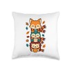 Fall Weather Fox Owl Hedgehog Scarf Hot Cocoa Design Throw