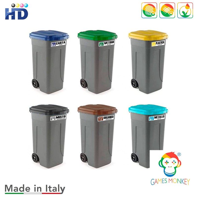 GamesMonkey® - Recycling Stickers for Recycling Garbage V1 – Washable