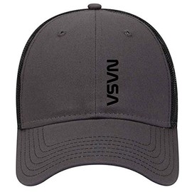 iZZYZX Black NASA Letter 6 Panel Low Profile Mesh Back Trucker Hat - Charcoal Black