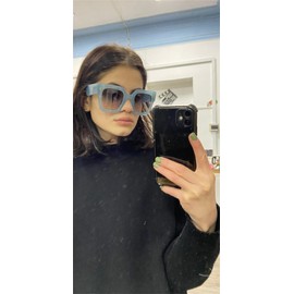 ADE WU Trendy Oversized Square Sunglasses Womens Ladies Retro Vintage Big Large Chunky Sun Glasses,Light Blue Frame Blue Gradient Lense
