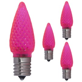 Diodesy- C9 LED Pink Christmas String Light Bulb Pack of 4 Outdoor Replacement Multicolor Shatterproof E17 Intermediate Base 0.6W (5W Equivalent) 10LM for Commercial Grade Holiday Decoration Patio