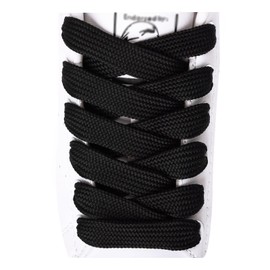 Olukssck 2 Pairs Flat Shoelaces [15 mm Wide] Premium Thickness Shoe Laces for Trainers, Sports Shoes, Trainers, Casual Shoes, Black, 137 cm