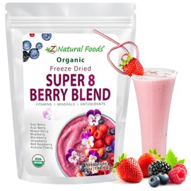 Z Natural Foods Super 8 Berry Blend: Organic Freeze-Dried, Delicious Fruit Powder for Overall Well Being, Add to Your Smoothies, Yogurt, Cereal, and Recipes, Non-GMO, Vegan, Gluten-Free, 7 oz.