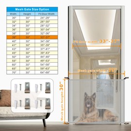 Dulepax Dog Gate for Stairs Mesh Baby Gate 30" Hx39 W Dogs Screen for Stairways Doorways, High Density Elastic Pet Gate Indoor Safety with Metal Hooks