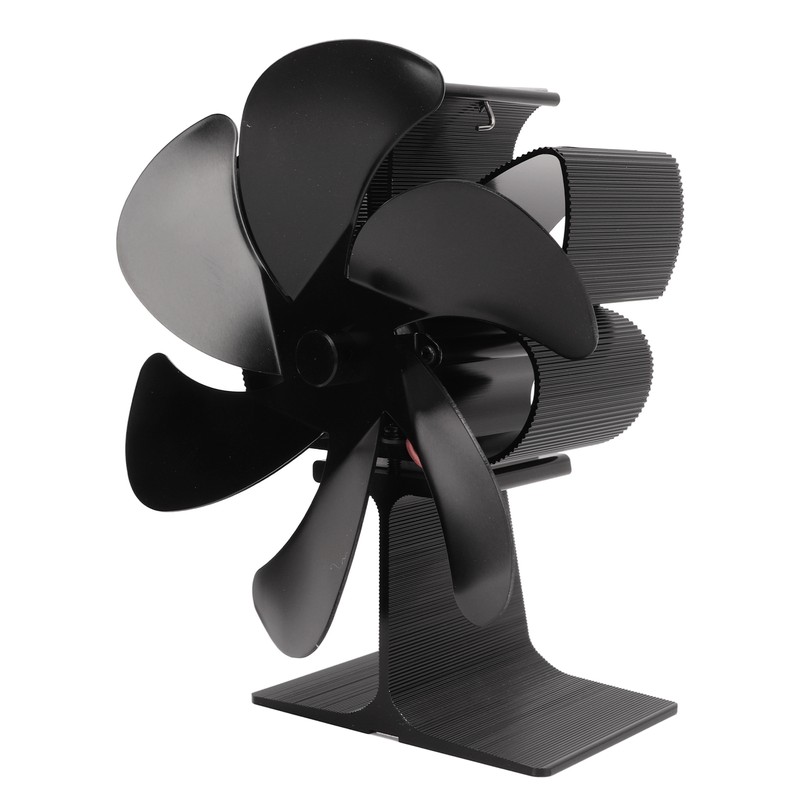 6 Blade Stove Eco Fan Black Self Starting High Temperature