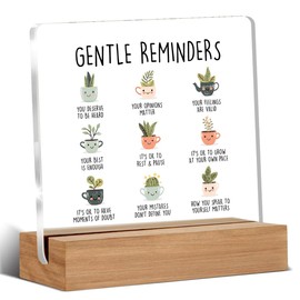 Inspirational Mental Health Gifts for Women Men, Positive Affirmations Gifts, Gentle Reminders Therapy Office Decorative Signs Plaque for Desk