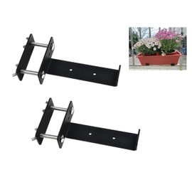 Balustrades Flower Box Supports, Planter Box Supports, Window Box Supports (6 Inches)，for Balustrades, Terraces, Decks, Balconies, Fences. (Black 2 PCS)