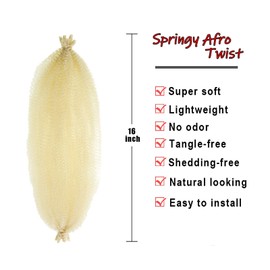 8 Packs Springy Afro Twist Hair 16 inch Pre-Separated Marley Twist Braiding Hair Soft Synthetic Crochet for Distressed Faux Locs Spring Twist Hair Extensions for Women (16 Inch (Pack of 8), 613#)