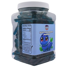 Gummy Worms Jar, (Blue Raspberry Flavor 1.5 Pound)