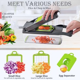 Dewpeton Pro-Series 16-in-1 Mandoline Slicer & Spiralizer, Veggie Chopper with Container for Onion Salad & More