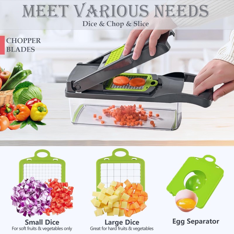 Dewpeton Pro-Series 16-in-1 Mandoline Slicer & Spiralizer, Veggie Chopper with