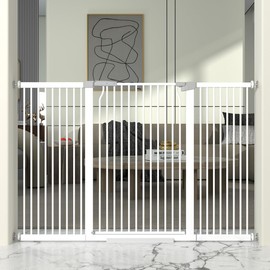 41" Extra Tall Cat Gate for Doorway, 60.3-62.9'' Metal Pet Baby Safe Gate, Extra Wide Pressure Mounted Child Door with Expansion Kit, No Drilling Baby Gate Indoor, No Climb Proof Gate, White
