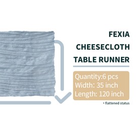 FEXIA 6 Pack Dusty Blue Table Runner 35x120 Inches Gauze Table Runner for Bridal Shower Wedding Party First Communion Centerpiece Engagement Boho Table Decoration (Dusty Blue)