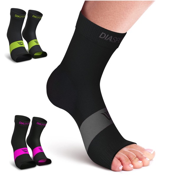 SANKLES Foot Bandage for Men and Women (2 Pairs) - Ankle Wraps for Stabilising Ankle and Ankle - Elastic Ankle Bandage for Support during Sports (Black/Grey, L)