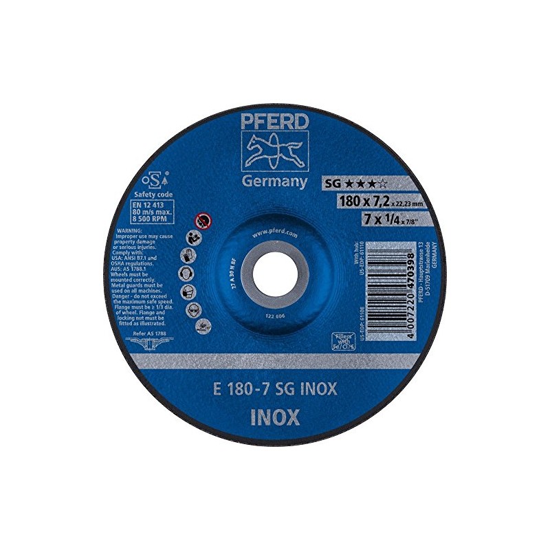 Pferd E1787A30NSGINOX A30NSG V2A Reinforced Grinding Wheel, Multi-Colour, 178 x