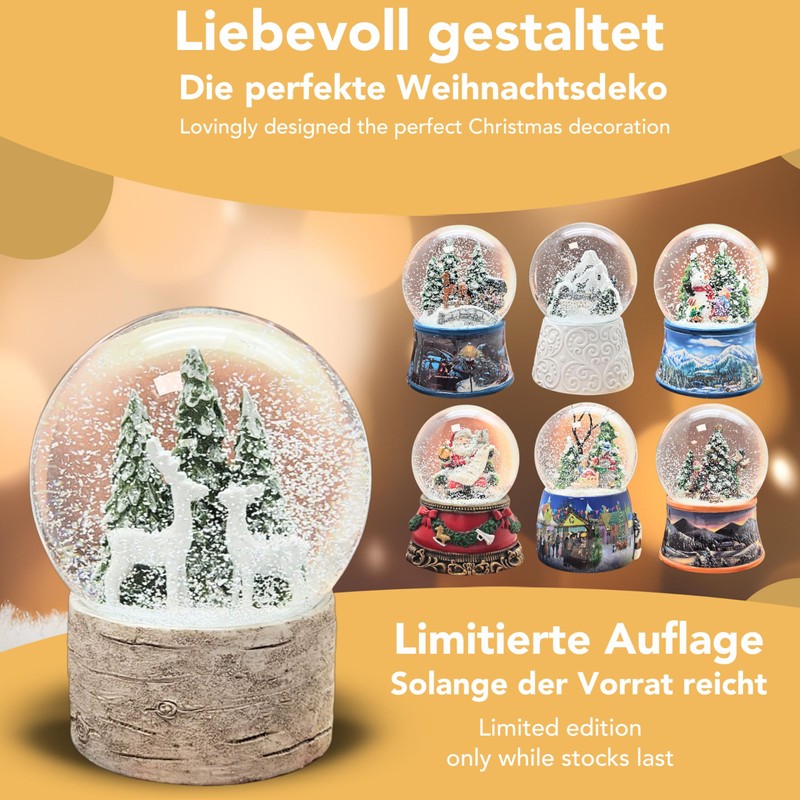 Christmas Snow Globe | Hut Magic Two Deer Christmas Tree