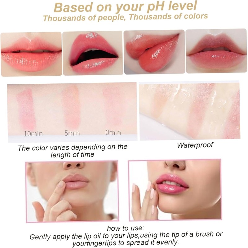 2 barras de labios transparentes que cambian de color, brillo