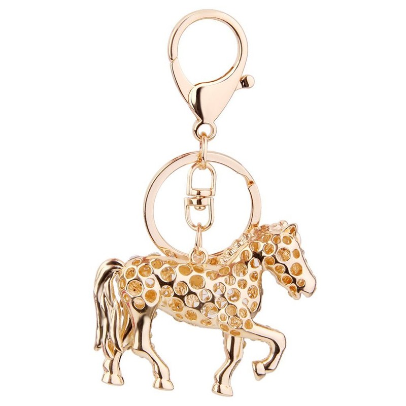 LUOEM Horse Key Fob Gift Key Ring Rhinestone, coffee