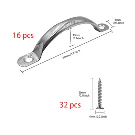 ONEBO Pack of 16 stainless steel handles, cabinet handles, kitchen handles, furniture handles, stainless steel drawer handles, comes with screws, for kitchen, cabinet, drawer furniture, bathroom,