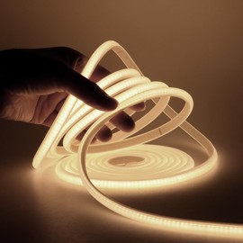 HEGEHE 220V COB Neon Light Strip with On/Off Switch, Cut to 50cm, 288LED/m Flexible and Waterproof Silica Gel Rope Light (2m, Natural White)