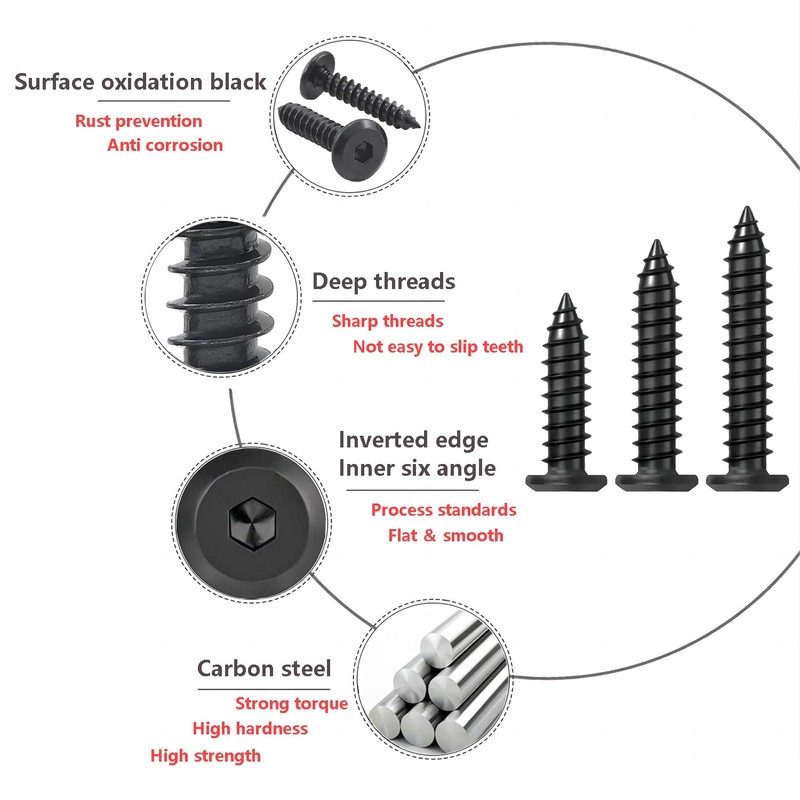 Qrity Pack of 20 Self Tapping Screws M6 x 45