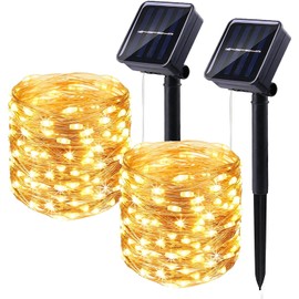 2024 New Upgraded 2 Pack Solar String Lights Outdoor, Total 110FT 300LED Solar Fairy Lights Waterproof, 8 Modes Twinkle Fairy Lights Outdoor for Xmas Tree, Patio, Garden, Christmas Decor Warm White
