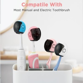 Frekare Helmet Toothbrush Covers Caps, Toothbrush Head Protector for Household Travel, Fits Most Manual and Electric Toothbrushes, 4 Count (Pink, Rose Pink, Blue, White)