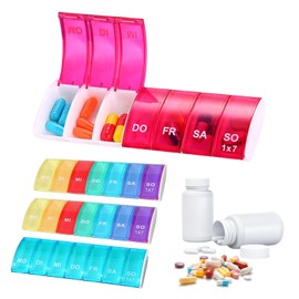 Sporgo Pill Box 7 Days 4 Pieces: Pill Box 7 Days German Rainbow Medication Box 7 Days Portable Pill Box 7 Days Tablet Organiser for Medicines, Vitamins, Fish Oil etc. (A)