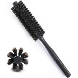 Bristle Brush Hair Roller Brush for Men and Women Small Round Hair Brush Beard Brush for Men (Black)