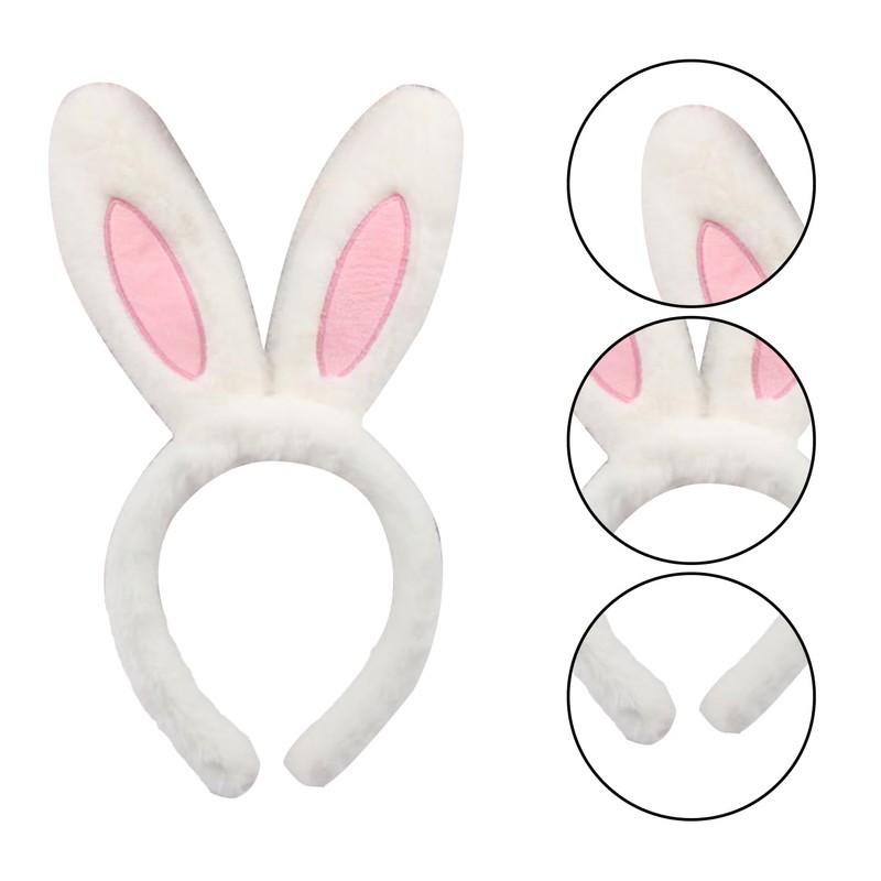 BORFUE 2Pcs Bunny Headband Rabbit Plush Ears Headband Rabbit Ears