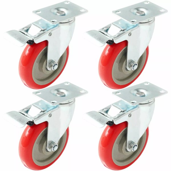 Y&Y Decor 4 Pack 5 Inch Caster Wheels Swivel Plate