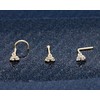3-Stone 0.030ctw Moissanite Nose Stud - 22G Solid 14Kt Gold