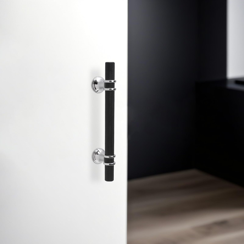 KOMOTIA 10 Pack 3-3/4 Inch Cabinet Pulls knurled Matte Black