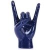 QIANLING 7.7" Blue Resin Rock On Hand Gesture Statue -