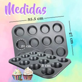 J.H. Company Molde Cupcake Muffin Panque Antiadherente Reposteria 10221