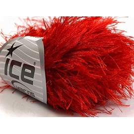 Red Extra Long Eyelash Yarn Ice Luxurious Fun Fur 50gr 38yds 13278