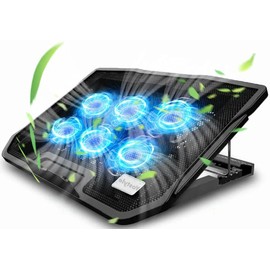 Ventilador para Laptop,Enfriador para Laptop,Base de Refrigeración para Ordenador Portatil,6 Ventiladores Refrigerantes y Silenciosos con Luces LED,Dos Puertos USB,Conveniente para Portatil de 12-19"