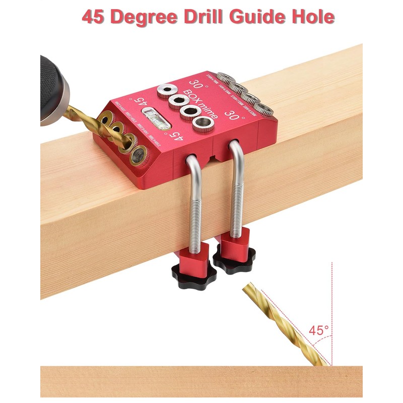 BOXmime Angle Drill Guide Jig for Straight Hole,30°/45°/90° Angled Hole.Aluminium