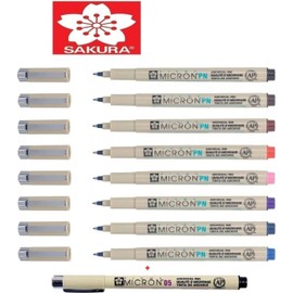 Sakura Pigma Micron PN Pencils Pigma Micron Everyday Pens Pack of 8 Made in Japan + 05 Black