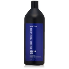 MATRIX Total Results Brass Off Color Depositing Blue Shampoo | Refreshes Hair & Neutralizes Brassy Tones in Lightened Brunettes | For Color Treated Hair