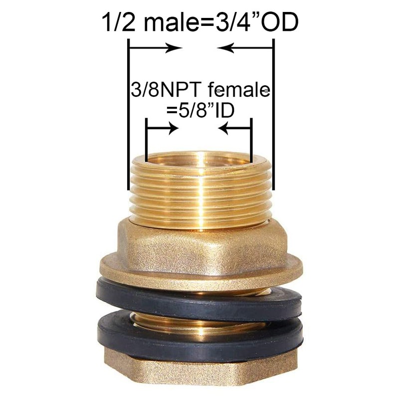 Joywayus 3/8" NPT Female 1/2" Male Soild Brass Water Tank