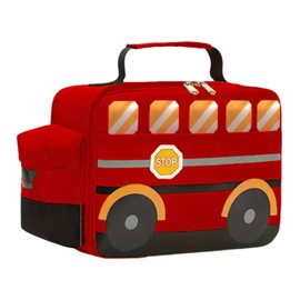 Fenteer Kids Lunch Box Insulated Lunch Container with Pockets Insulated Lunch Box Cooler Tote Bag for Back to School Fishing Hiking, Red