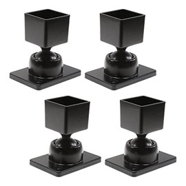 Plum Fittings 1" x 1" Adjustable Swivel Ball Bracket Aluminum Fence - Residential Rail Mounts | Black | Pack of 4