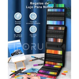 Plumones Doble Punta Iforu 100 Colores Tinta A Base De Agua                                                                                           