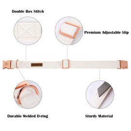 Elegant little tail Leather Dog Collar and Lead White Durable Dog Collar, Girls or Boys Collar, Adjustable Dog Collars for Medium Dogs, Neck 13.4-22 Inch