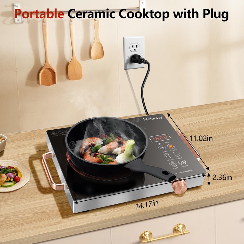 Single Burner Electric Cooktop 110V, Nefaracy Portable Electrical Stove 1800W